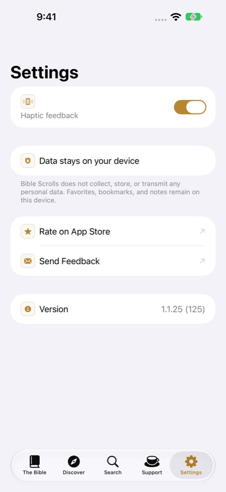 Bible Scrolls settings