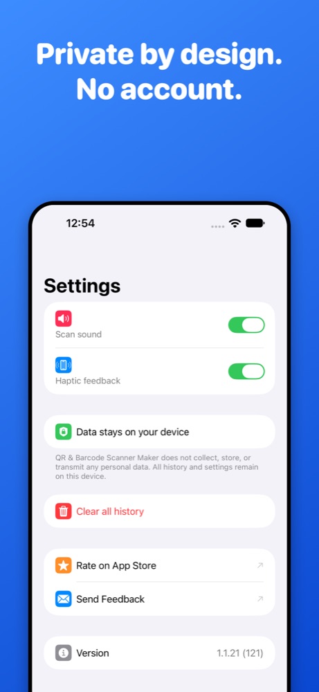 Settings screen